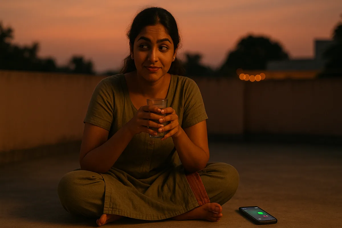 "దసరా సెలవుల్లో ఇంట్లోనే కూర్చుని చాయ్ తాగుతూ సెల్ఫ్‌కేర్ మోమెంట్ ఎంజాయ్ చేస్తున్న యువతి"