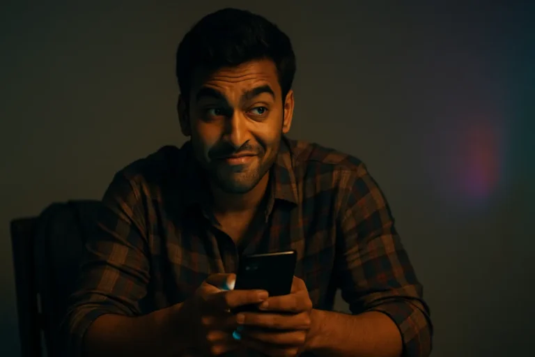 "ఫోన్‌లో ఎవరి ఆన్‌లైన్ టైమ్ చూసి డౌట్స్ పెంచుకుంటూ సస్పీషస్‌గా ఫీల్ అవుతున్న యువకుడు"