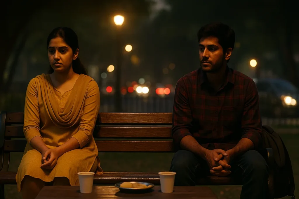 ప్రేమలో తగువుల తర్వాత దూరంగా కూర్చున్న జంట