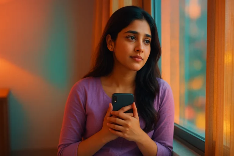 జనాల మధ్యలో మరచిపోతామనే భయంతో కిటికీ పక్కన ఆలోచనల్లో మునిగిన యువతి